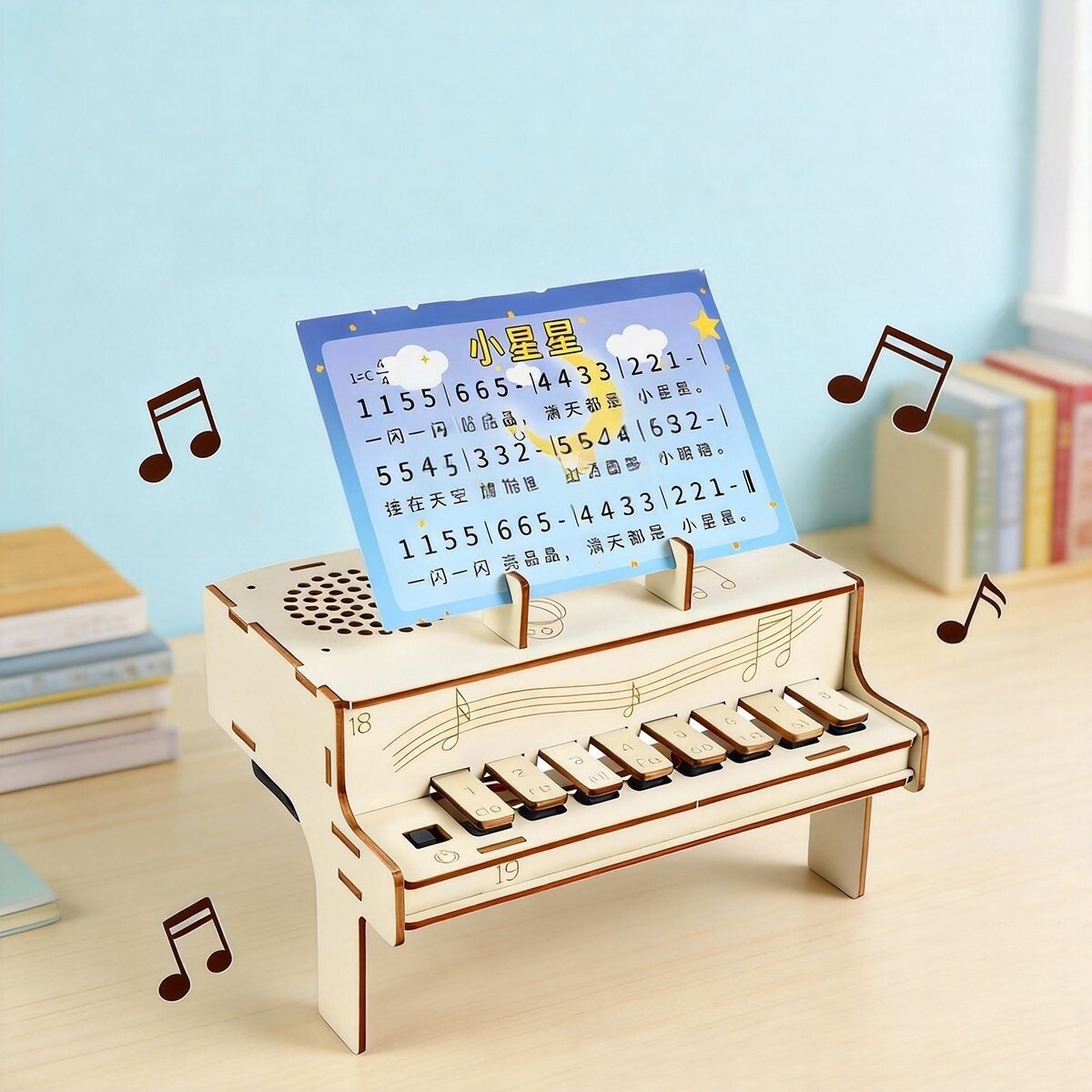 Diy Electronics Learning Kit - نموذج بيانو إلكتروني خشبي للتجميع الذاتي،